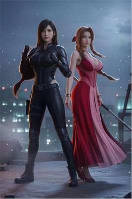 Tifa & Aerith Poster – Final Fantasy Wall Art Print, Gaming Decor tote bag #