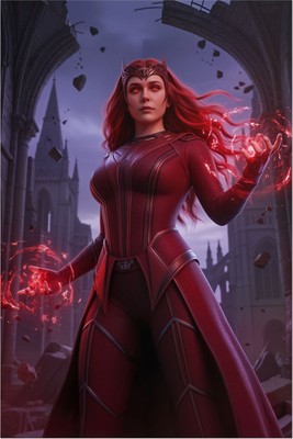 Scarlet Witch Poster – Marvel Wall Art Print, Mystic Superhero Decor Poster #6627