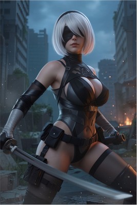 2B Poster – NieR Automata Wall Art Print, Android Warrior Decor mug #