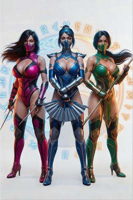 Kitana Jade Mileena Poster – Mortal Kombat Wall Art Print, Fighter Trio Decor Mouse Pad 6672