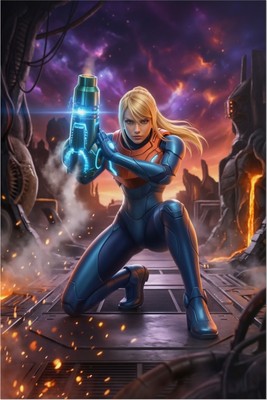 Samus Aran Poster – Sci Fi Wall Art Print, Space Hero Collector Decor mug #