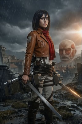 Mikasa Ackerman Poster – Attack on Titan Wall Art Print, Anime Heroine Decor Poster #6726