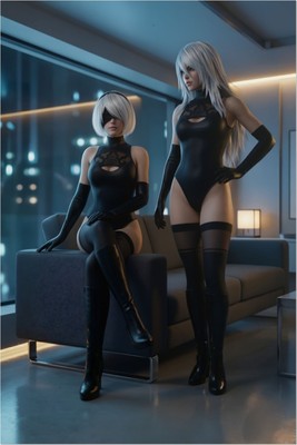 2B A2 Poster – NieR Automata Wall Art Print, Sci Fi Android Duo Decor mug #