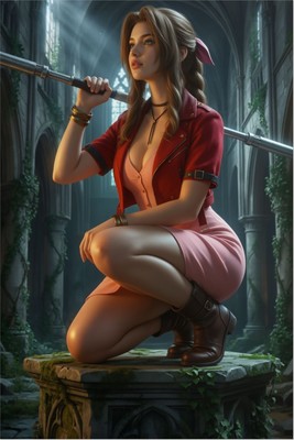 Aerith Gainsborough Poster – Final Fantasy VII Wall Art Print, RPG Hero Decor Mouse Pad 6861