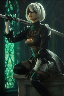 2B Poster – NieR Automata Wall Art Print, Android Gamer Decor mug #
