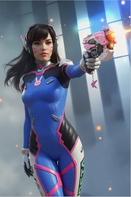 D.Va Poster – Overwatch Wall Art Print, Mech Pilot Gamer Decor Mouse Pad 6906