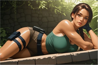 Gaming Heroine Wall Poster | Lara Croft Waifu Art Print for Setup or Bedroom Mouse Pad 7072