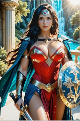 Wonder Woman Poster – DC Wall Art Print, Fantasy Decor mug