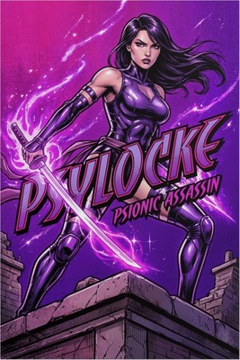 Psylocke Poster – X-Men Wall Art Print, Marvel Superhero Decor tote bag #