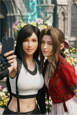 Tifa and Aerith Poster – Final Fantasy Wall Art Print, RPG Duo Decor Poster #7205